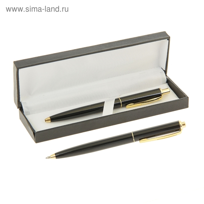 Ручка подарочная, шариковая, автоматическая Ручка подарочная, шариковая, автоматическая "Джокер", в кожзам футляре, чёрный с золотом