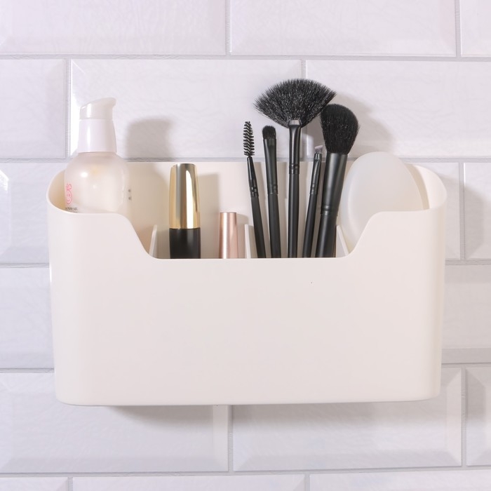 Органайзер для хранения &laquo;Нежность&raquo;, навесной, 4 секции, с клеевой основой, 26,8 &times; 16,2 см, цвет белый