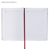 Ежедневник недатированный А5+, 136 листов Sidney Nebraska, обложка искусственная кожа, серебряный срез, ляссе, серебряный