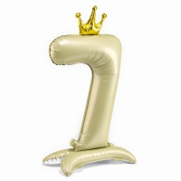 Шар фольгированный 42" &laquo;Цифра 7 с короной&raquo; на подставке, цвет взбитые сливки