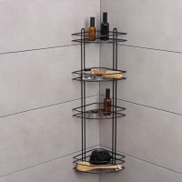 Полка угловая для ванной 4-х ярусная Native, 175×175×762 мм, цвет черный матовый Полка угловая для ванной 4-х ярусная Native, 175×175×762 мм, цвет черный матовый