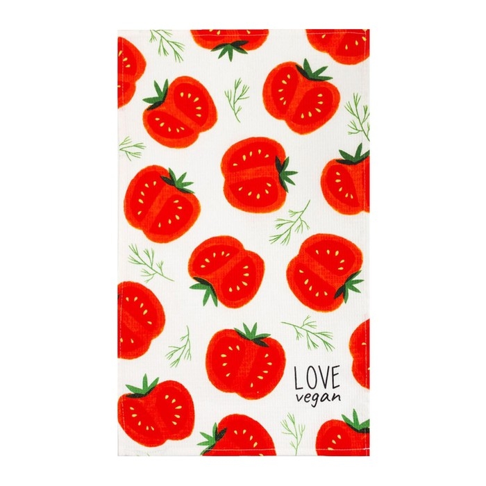 Набор кухонных полотенец Доляна Love vegan, 35х60см-4шт, 100% хлопок