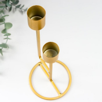 Подсвечник металл на 2 свечи "Высота" золото 23,5х9,5х9,5 см Подсвечник металл на 2 свечи "Высота" золото 23,5х9,5х9,5 см