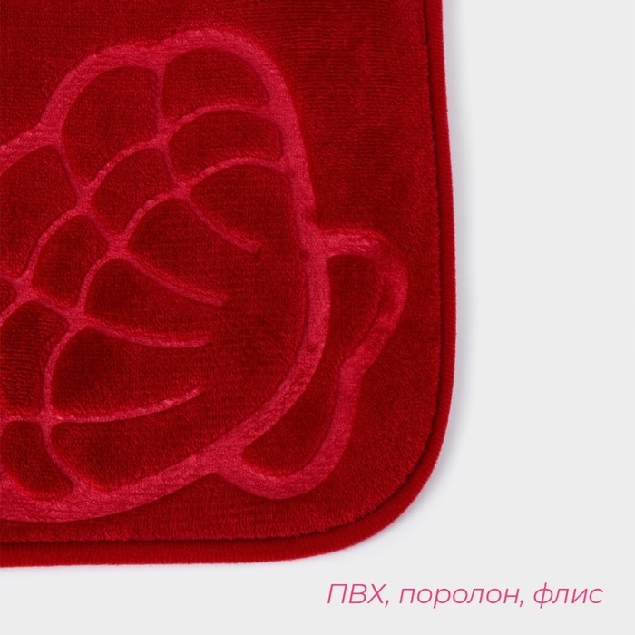 Коврики для ванной и туалета Доляна «Ракушки», объёмные, 2 шт: 40×50, 50×80 см, цвет бордовый Коврики для ванной и туалета Доляна «Ракушки», объёмные, 2 шт: 40×50, 50×80 см, цвет бордовый