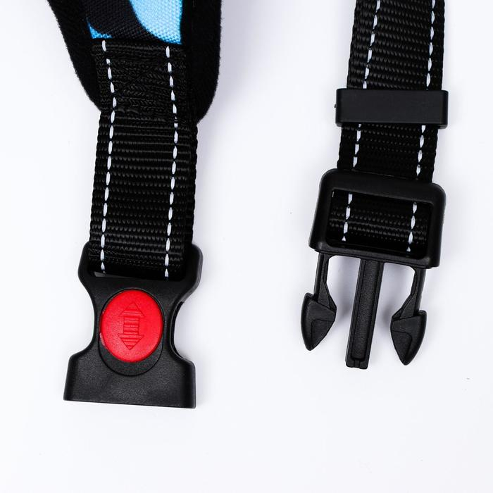 Шлейка К7 мягкая светоотражающая, размер S, ОГ 44-55 см, вес 5-9 кг, голубая хаки