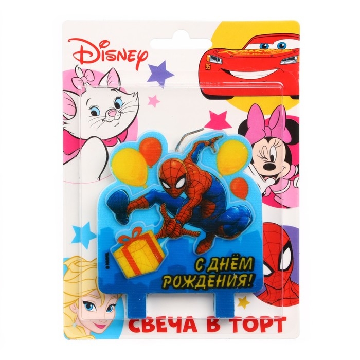 Свеча в торт Свеча в торт "С Днем Рождения!", 3-д печать, Человек-паук, 8×8 см