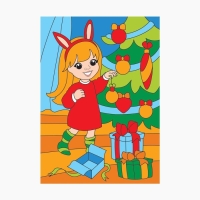 Картина по номерам и гравюра-открытка на новый год &laquo;Новый год!&raquo;, новогодний набор для творчества