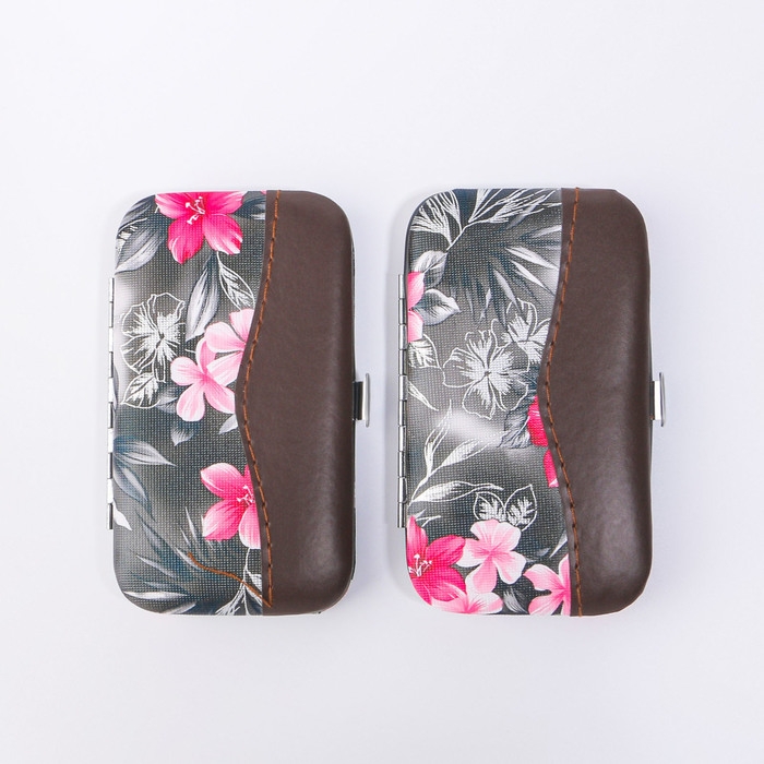 Набор маникюрный &laquo;Цветы&raquo;, 7 предметов, в футляре, цвет МИКС