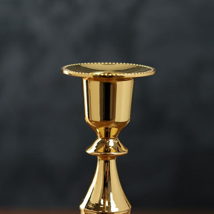 Подсвечник металл "Плавность" золото набор 2 шт 24х10х10 см