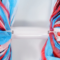 Помпон 1шт, цвет белый+синий+ красный