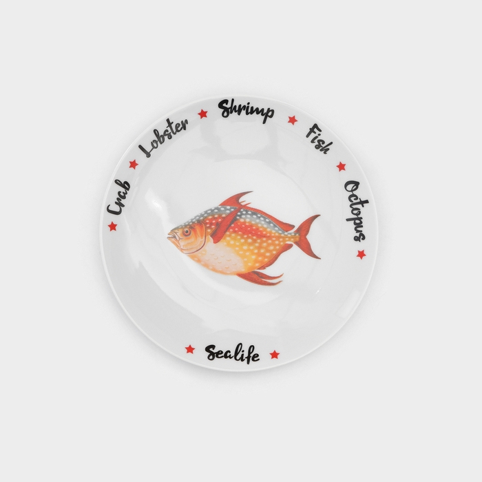 Набор фарфоровых тарелок для пиццы Sealife, 7 предметов, рисунок МИКС
