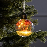 Ёлочный шар «Розовые сухоцветы», батарейки, 5 LED, свечение тёплое белое Ёлочный шар «Розовые сухоцветы», батарейки, 5 LED, свечение тёплое белое