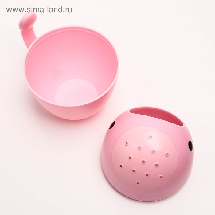 Ковш пластиковый для купания и мытья головы, детский банный ковшик &laquo;Кит&raquo;, 400 мл., с леечкой, цвет розовый