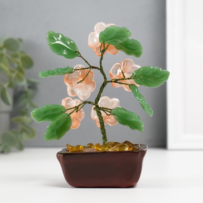 Сувенир бонсай Сувенир бонсай "Цветочное дерево" розовый 5 цветков 7х5,2х13 см