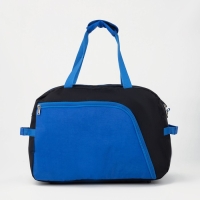 Сумка спортивная на молнии, без подкладки, 2 наружных кармана, средний размер, цвет чёрный/василёк Сумка спортивная на молнии, без подкладки, 2 наружных кармана, средний размер, цвет чёрный/василёк