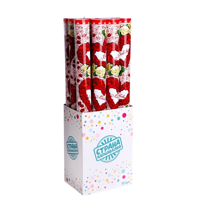 Пневмохлопушка &laquo;Любовь&raquo;, лепестки роз, красные и белые, 60 см