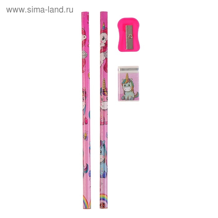 Набор настольный детский Набор настольный детский "Единорог" (подставка+2 карандаша+линейка+точилка+ластик+блок 8 листов)