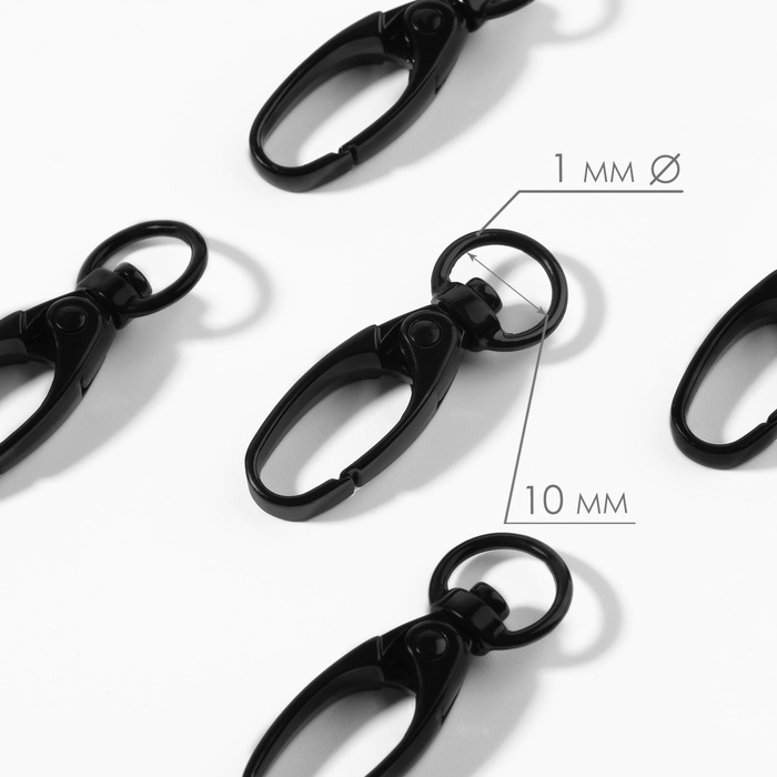Карабин металлический, 38 × 12 мм / 10 × 1 мм, 5 шт, цвет чёрный Карабин металлический, 38 × 12 мм / 10 × 1 мм, 5 шт, цвет чёрный