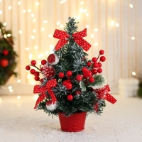 Ёлка декор "Праздничная" бантик в горох, 15х29 см, красный Ёлка декор "Праздничная" бантик в горох, 15х29 см, красный