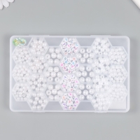 Бусины в шкатулке "Жемчуг и буковки" 24 деления 20х13х1,8 см