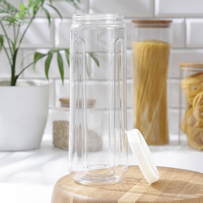 Ёмкость для сыпучих продуктов Green Republic, 1,6 л, d=10 см, h=27,5 см, пластик, прозрачная, крышка белая