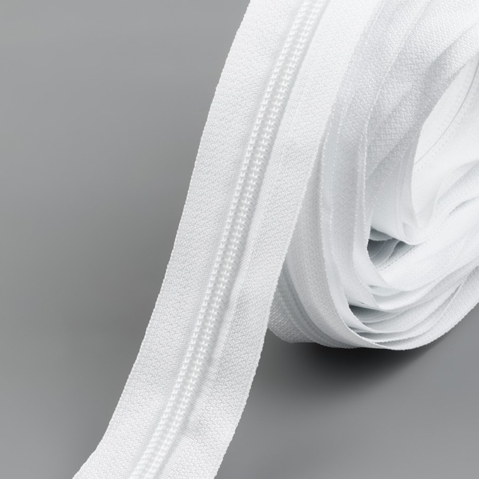 Набор: рулонная молния &laquo;Спираль&raquo; №5, 10 м, 20 бегунков, 40 верхних ограничителей, 20 нижних ограничителей, цвет белый