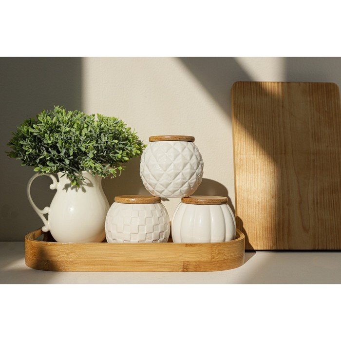 Поднос с ручками Доляна Striata, 33&times;22&times;4,8 см, бамбук