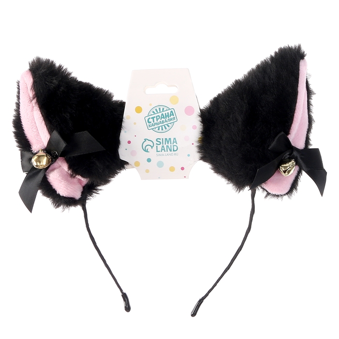 Карнавальный ободок «Ушки аниме», цвет чёрный Карнавальный ободок «Ушки аниме», цвет чёрный