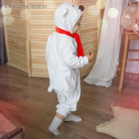 Карнавальный костюм для малышей «Белый медвежонок» с красным шарфом, велюр, хлопок, рост 74-92 см Карнавальный костюм для малышей «Белый медвежонок» с красным шарфом, велюр, хлопок, рост 74-92 см