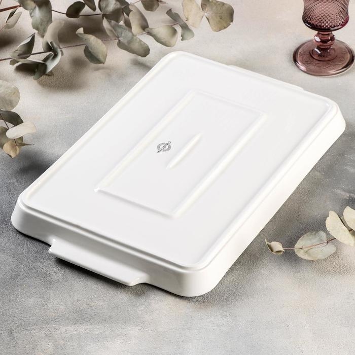 Блюдо фарфоровое для запекания Magistro &laquo;Бланш&raquo;, 40,5&times;25,5 см, цвет белый