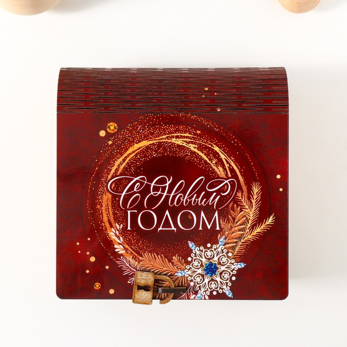 Шкатулка-книга Шкатулка-книга "С Новым годом" коричневая, 14х14х6,5 см