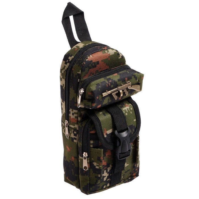 Пенал школьный Пенал школьный "Рюкзачок-милитари", на молнии, 2 отделения, МИКС