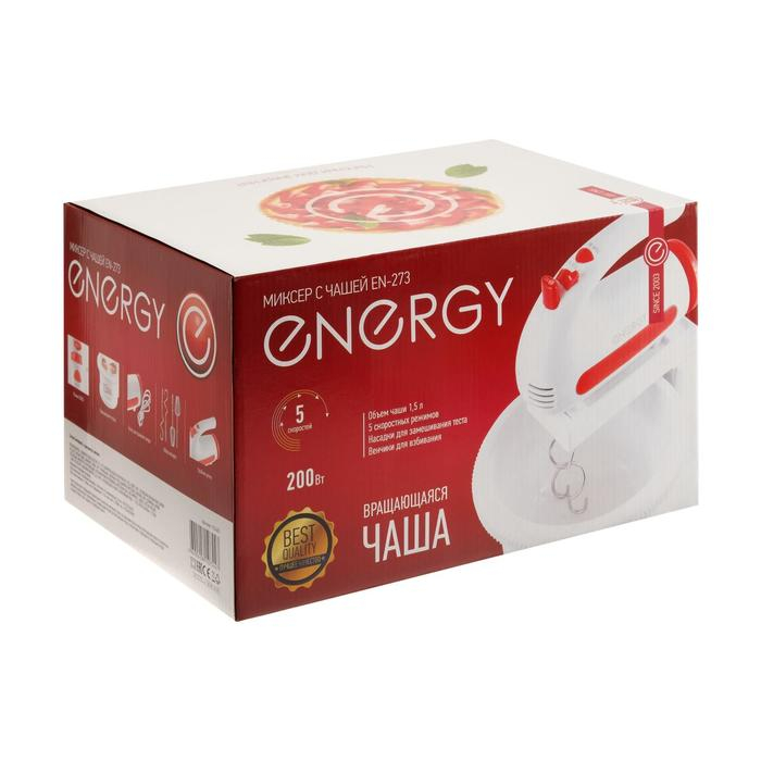 Миксер ENERGY EN-273, стационарный, 200 Вт, 1.5 л, 5 скоростей, бело-красный Миксер ENERGY EN-273, стационарный, 200 Вт, 1.5 л, 5 скоростей, бело-красный