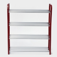 Обувница Доляна, 4 яруса, 50×19×59 см, цвет красный Обувница Доляна, 4 яруса, 50×19×59 см, цвет красный