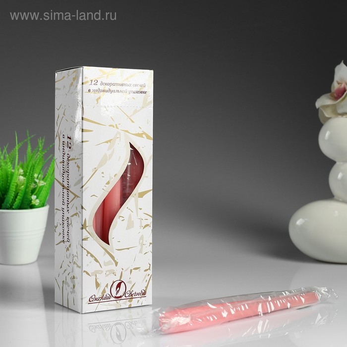 Свеча античная, 2,3х 24,5 см, 5 ч, 55 г, розовая Свеча античная, 2,3х 24,5 см, 5 ч, 55 г, розовая