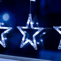 Гирлянда &laquo;Бахрома&raquo; 2.4 &times; 0.9 м с насадками &laquo;Звёзды&raquo;, IP20, прозрачная нить, 138 LED, свечение белое, 8 режимов, 220 В