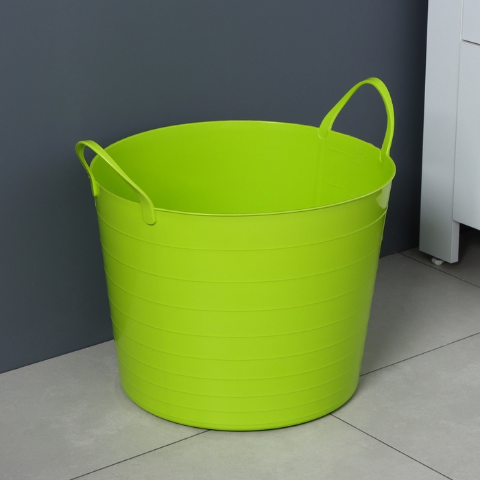 Корзина для белья мягкая, 27 л, 37,5×37,5×30 см, цвет ярко-зелёный Корзина для белья мягкая, 27 л, 37,5×37,5×30 см, цвет ярко-зелёный