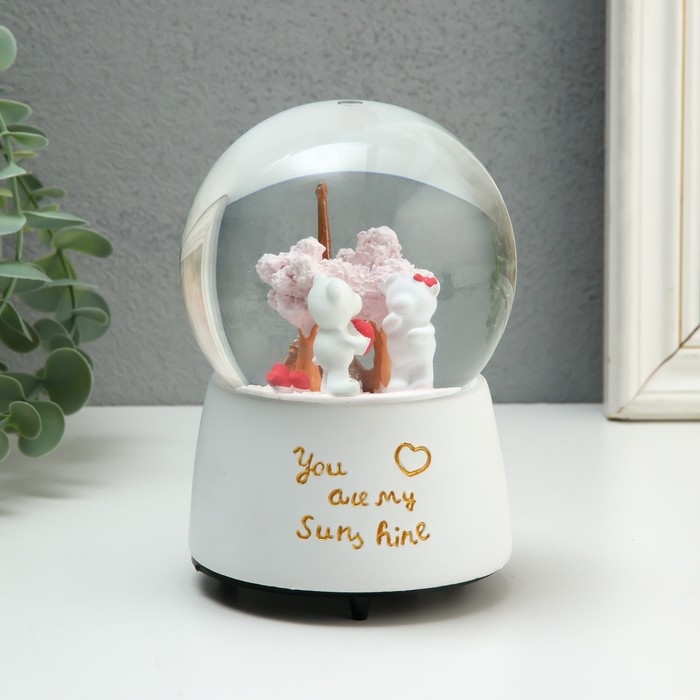 Сувенир полистоун водяной шар музыка и крутится "Признание мишки" МИКС 10,5х10,5х15,5 см