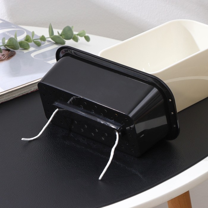 Кашпо для цветов прямоугольное Доляна &laquo;Глянец&raquo;, 900 мл, 18,5&times;10&times;8 см, цвет чёрный/белый