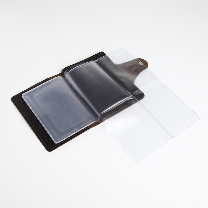 Обложка для автодокументов и паспорта на кнопке, TEXTURA, цвет коричневый Обложка для автодокументов и паспорта на кнопке, TEXTURA, цвет коричневый