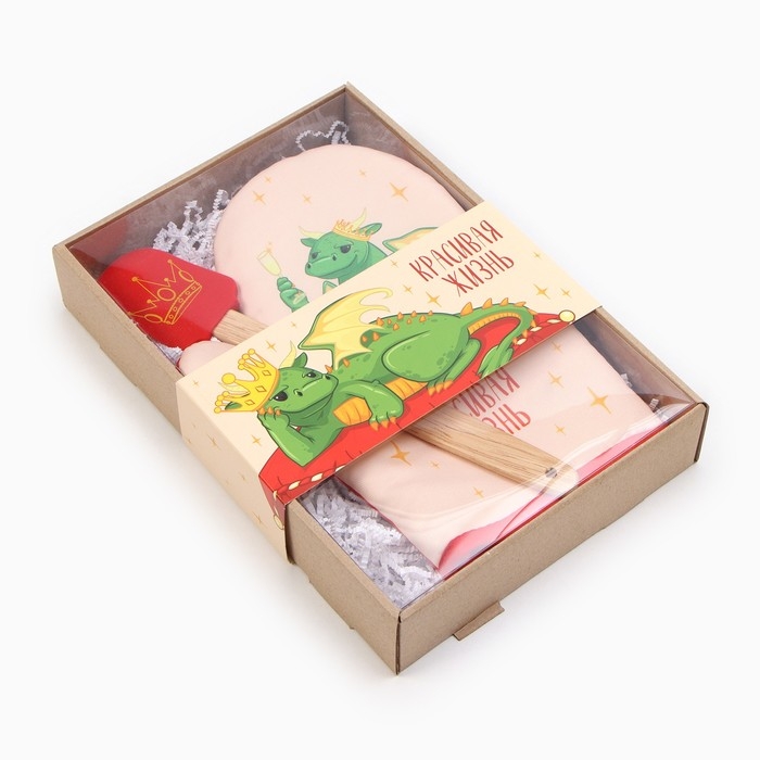 Новый год. Набор подарочный Доляна "Красивая жизнь" : варежка-прихватка, лопатка силикон