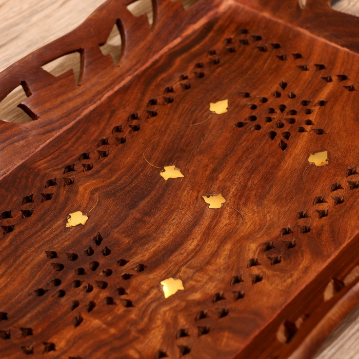 Поднос дерево "Резной" 25х37х4 см МИКС