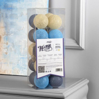 Гирлянда &laquo;Нить&raquo; 5 м с насадками &laquo;Клубки небесные&raquo;, IP20, прозрачная нить, 20 LED, свечение тёплое белое, 220 В