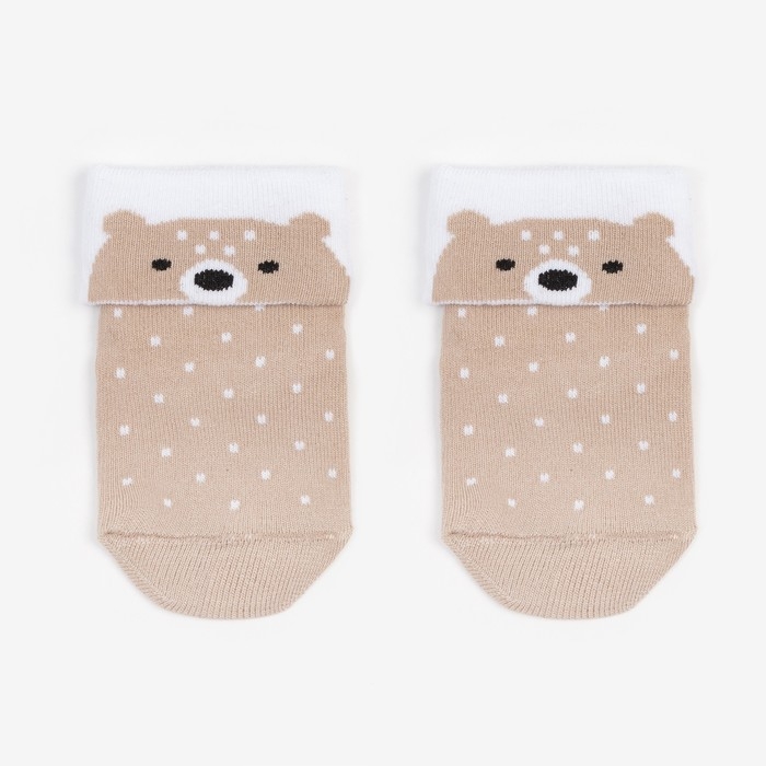 Носки детские с подворотом Крошка Я &laquo;Мишка&raquo;, размер 12-14 см