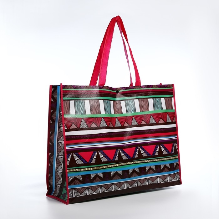 Сумка хозяйственная на кнопке, цвет малиновый/разноцветный Сумка хозяйственная на кнопке, цвет малиновый/разноцветный