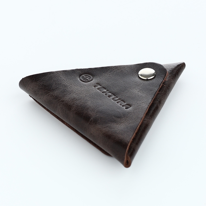 Монетница на кнопке TEXTURA, цвет коричневый