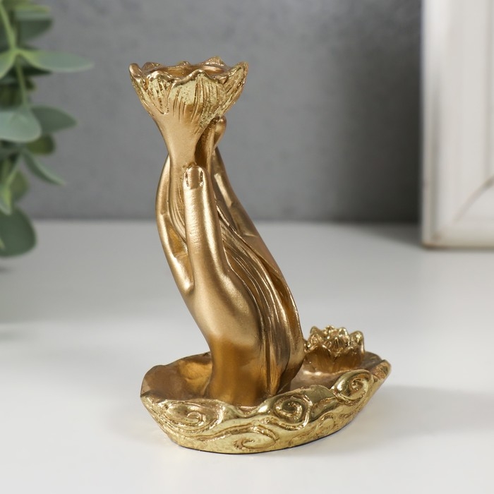 Подставка под благовония полистоун Подставка под благовония полистоун "Цветок в руке" 7х5,5х9 см