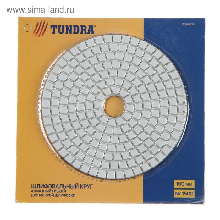 Алмазный гибкий шлифовальный круг ТУНДРА Алмазный гибкий шлифовальный круг ТУНДРА "Черепашка", для мокрой шлифовки, 100 мм, № 1500