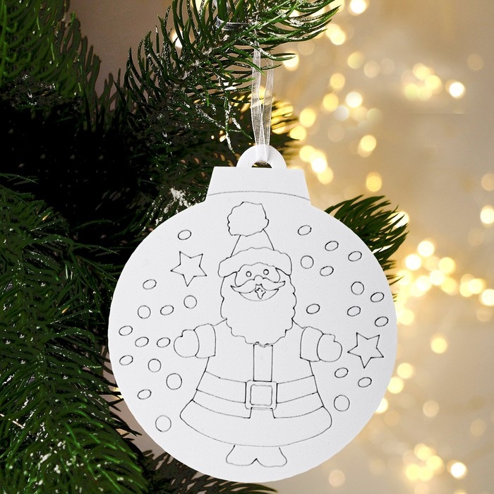 Ёлочное украшение под раскраску «Санта» 4 шт., кисть Ёлочное украшение под раскраску «Санта» 4 шт., кисть