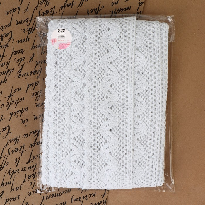 Кружево вязаное, 65 мм &times; 10 &plusmn; 1 м, цвет белый